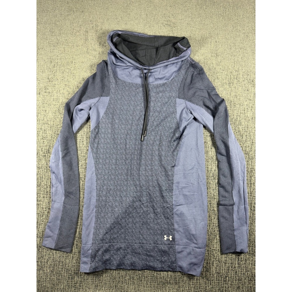 Under‎ Armour Womens ColdGear Funnel Neck Pullover Blue Gray Seamless Small